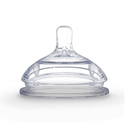 Comotomo Silicone Nipple Fast Flow, 6M+, 2 Count, Clear, BPA-Free Replacement for Baby Bottles, Soft & Safe for Infants