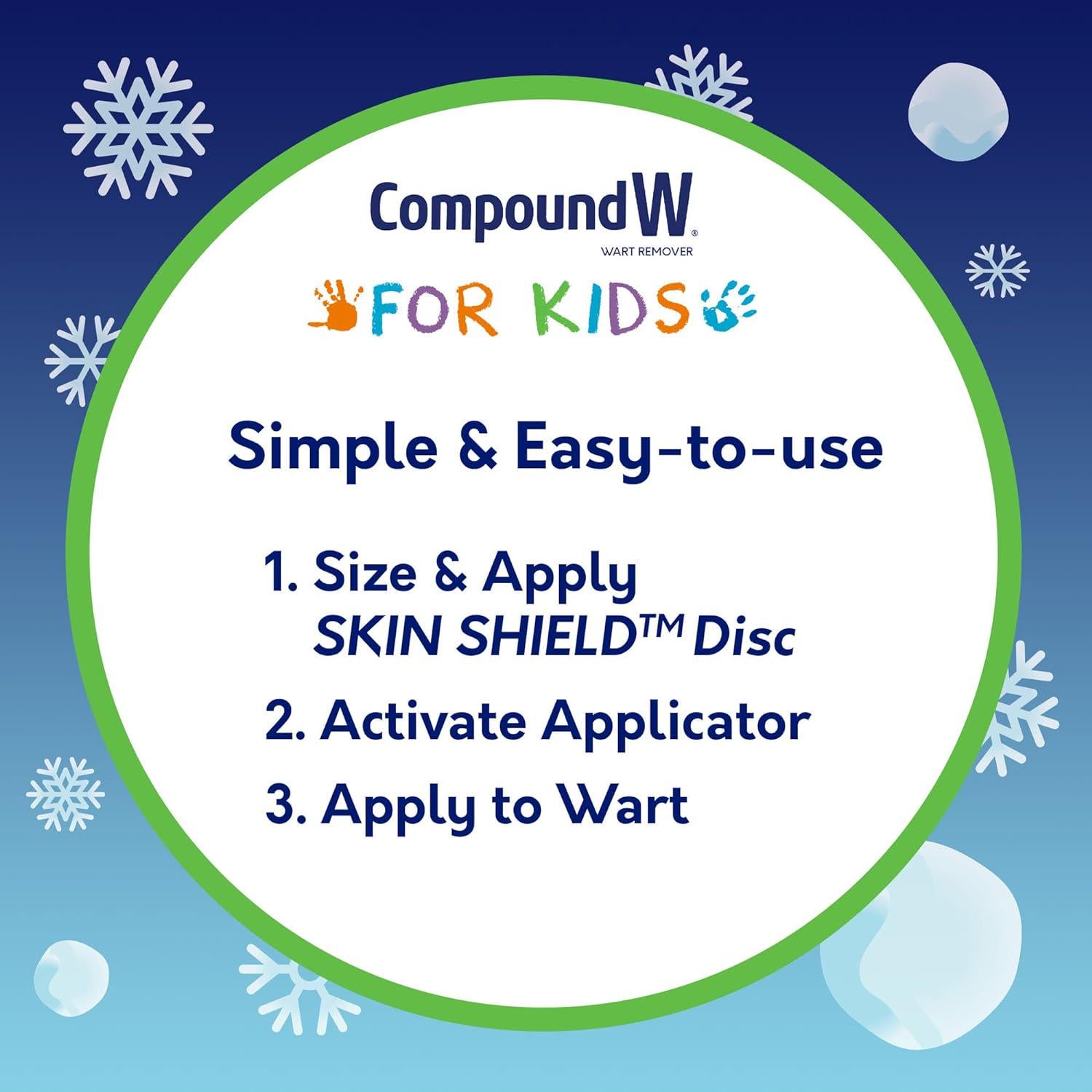 Compound W Freeze Off For Kids Wart Remover, 15 Freeze Applications And 18 Skin Shield Discs, For Common And Plantar Wart Removal,