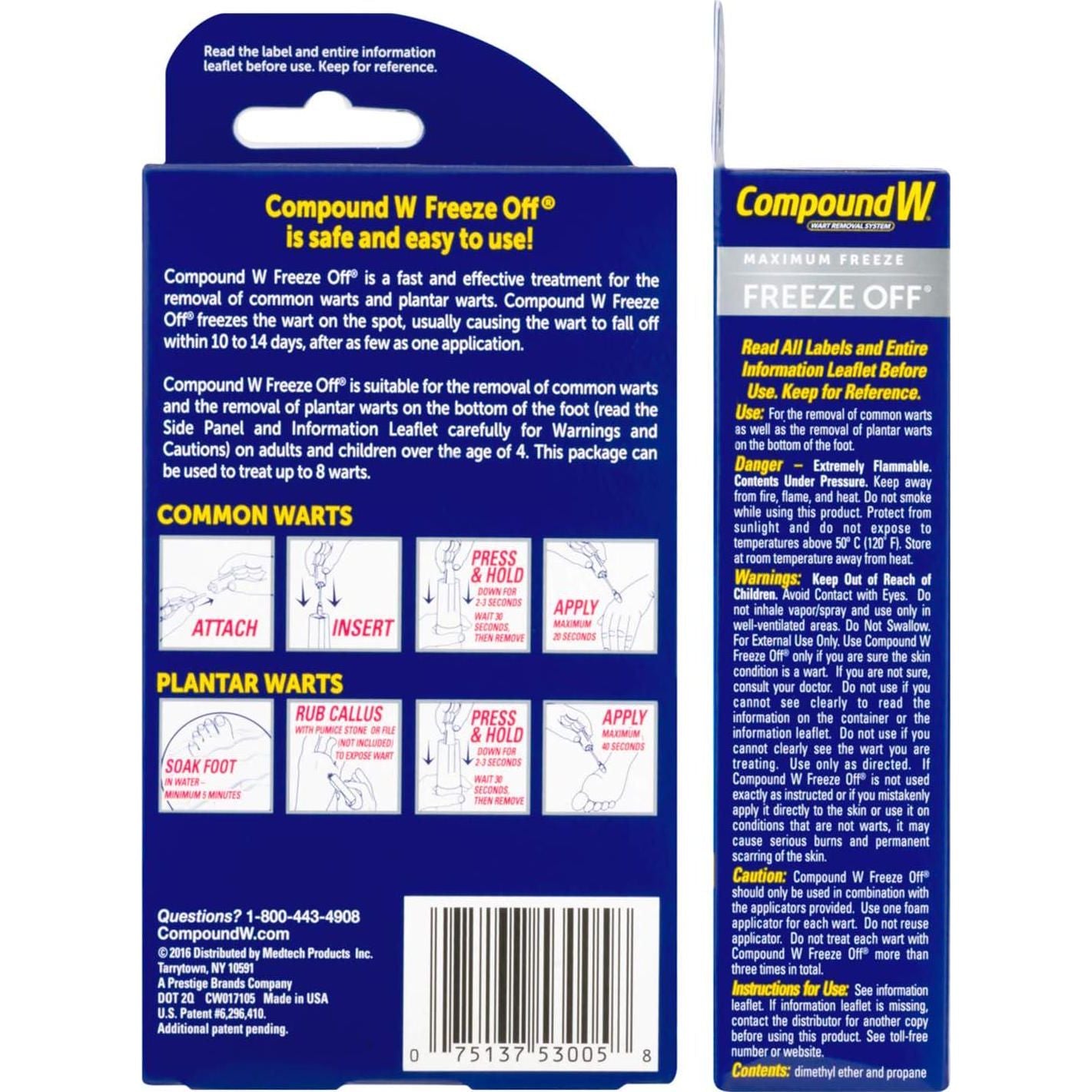 Compound W Freeze Off Remover, 8 Applications, White, 1 Count,