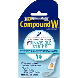 Compound W Compound W Maximum Strength One Step Invisible Wart Remover Strips, 14 CT