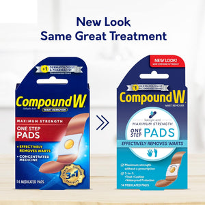 Compound W Wart Remover, Maximum Strength, One-Step Pads, 14 Medicated Pads