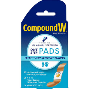 Compound W Wart Remover, Maximum Strength, One-Step Pads, 14 Medicated Pads