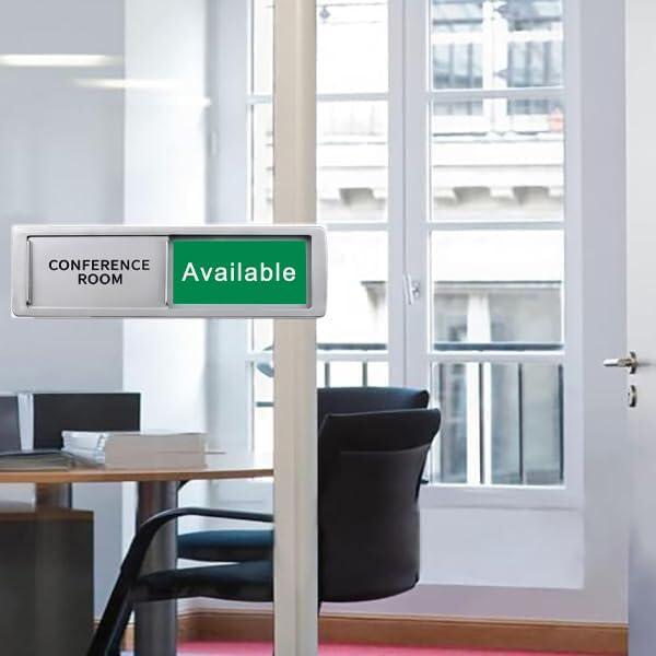 Conference Room In Use/Available Sign, Vacant Occupied Door Sign For Home Office Restroom,Non-Scratch Magnetic Privacy Slider Door Signs Tells Whether Room Vacant Or Occupied, Silver, 7'' X 2'',796520179127