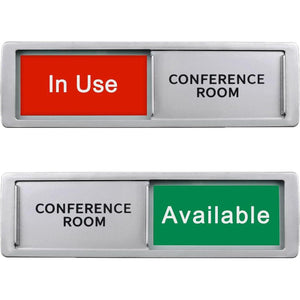 Conference Room In Use/Available Sign, Vacant Occupied Door Sign For Home Office Restroom,Non-Scratch Magnetic Privacy Slider Door Signs Tells Whether Room Vacant Or Occupied, Silver, 7'' X 2'',796520179127