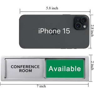 Conference Room In Use/Available Sign, Vacant Occupied Door Sign For Home Office Restroom,Non-Scratch Magnetic Privacy Slider Door Signs Tells Whether Room Vacant Or Occupied, Silver, 7'' X 2'',796520179127