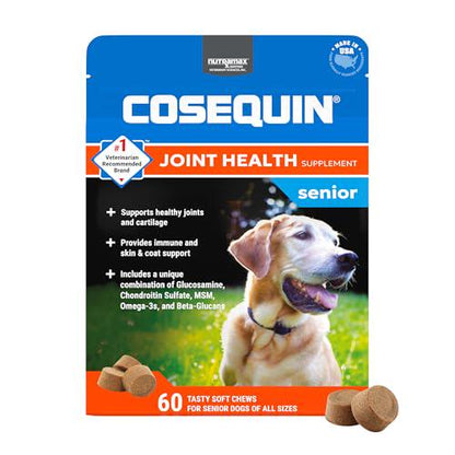 Cosequin Senior Dog Joint Supplement 60 Soft Chews with Glucosamine Chondroitin Omega 3 and Immune Support Beta Glucans