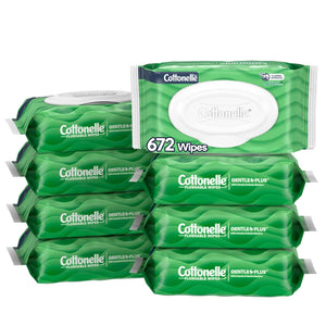 Cottonelle GentlePlus Flushable Wet Wipes with Aloe & Vitamin E, 16 Flip-Top Packs, 42 Wipes per Pack, 672 Total Wipes, Packaging May Vary