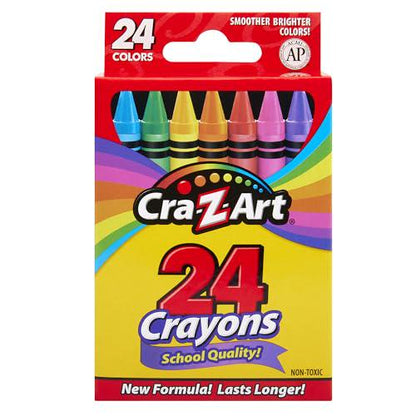 Cra-Z-Art 24 Ct Crayons Pack, Non-Toxic, Vibrant Coloring Supplies for Kids Ages 3+, School Essentials