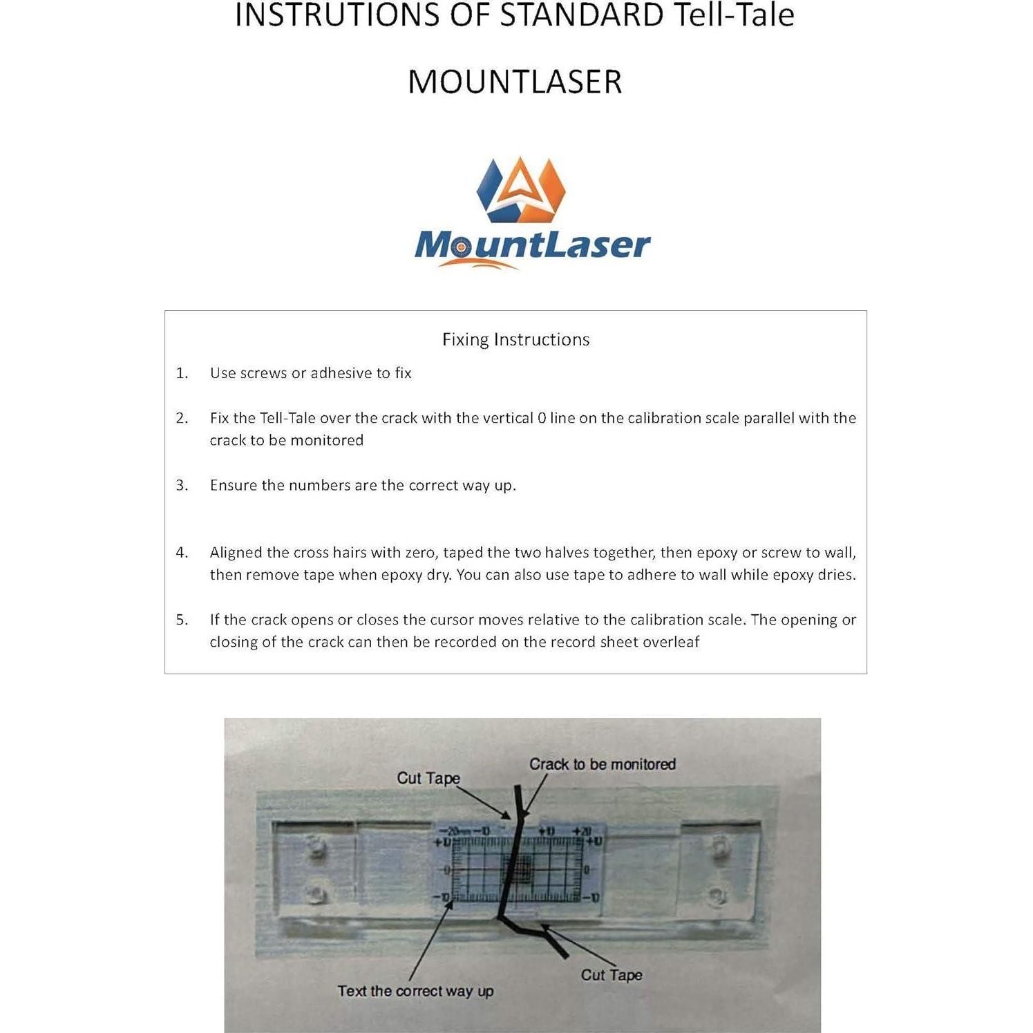 Crack Monitoring Record, Standard Tell-Tale Crack Monitor For The Standard And Corner Tell-Tale (1PCS),