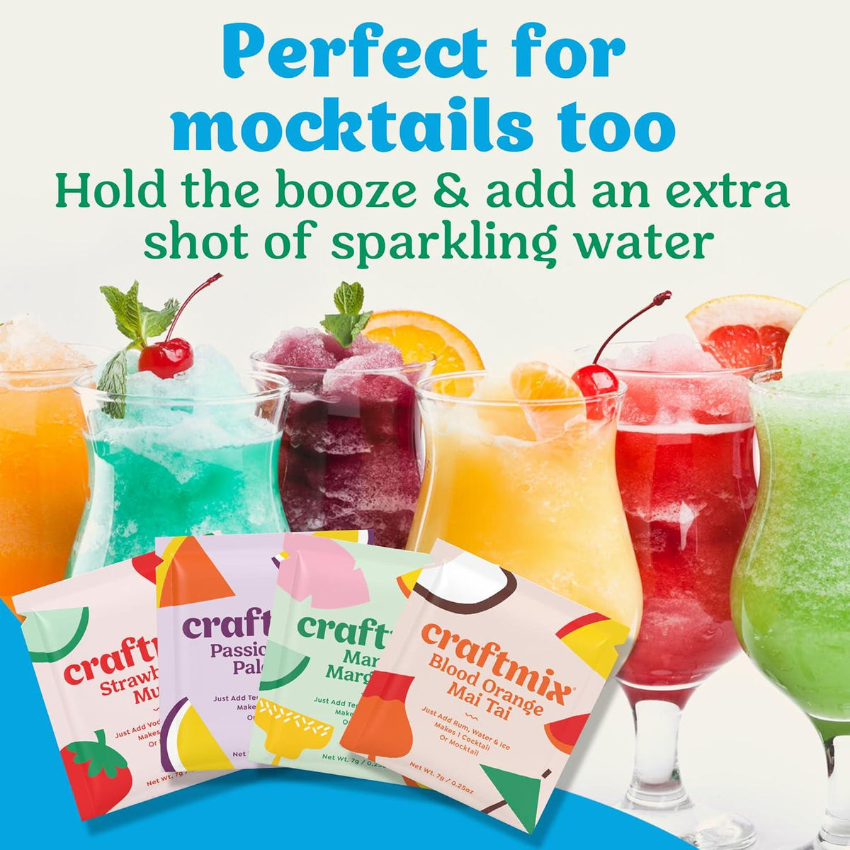 CRAFTMIX Craftmix Variety Pack, Makes 12 Drinks, Skinny Cocktail Mixers, Mocktails Non-Alcoholic Drinks - Made With Real Fruit - Vegan Low-Carb, Low-Sugar, Non-GMO, Dairy Free, Gluten Free, Easy To Mix