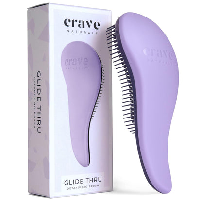 Crave Naturals Crave Naturals Glide Thru Detangling Brush - Detangler Brush For Natural, Curly, Straight, Wet And Dry Hair For Adults And Kids - Hair Brush For Little Girls, Toddlers, Teens - 7.5 X 3 Inches, Purple