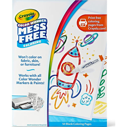 Crayola Color Wonder Mess Free Coloring Pages 50 Count Blank Refill Pack for Toddlers and Kids
