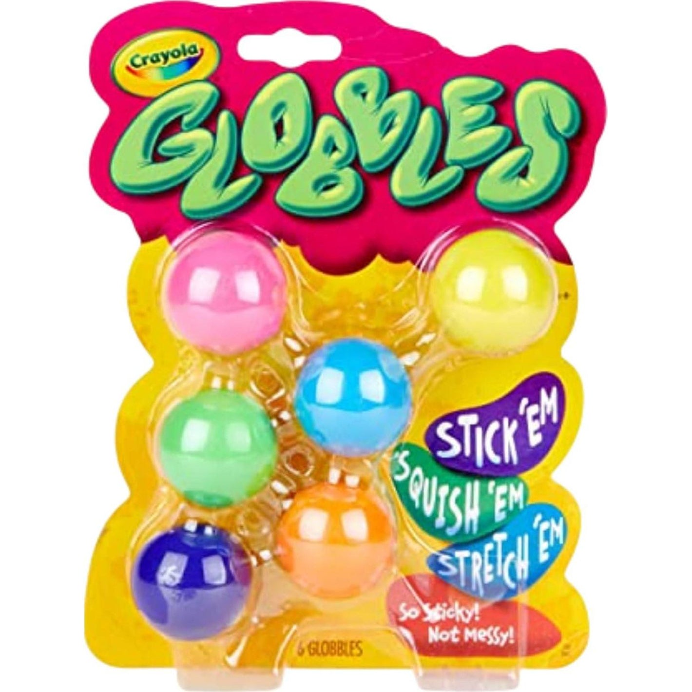 Crayola Globbles Fidget Toy, 6 Count, Sticky Stress Balls, Reusable, Sensory Toy for Kids & Adults, Calming & Focus Aid