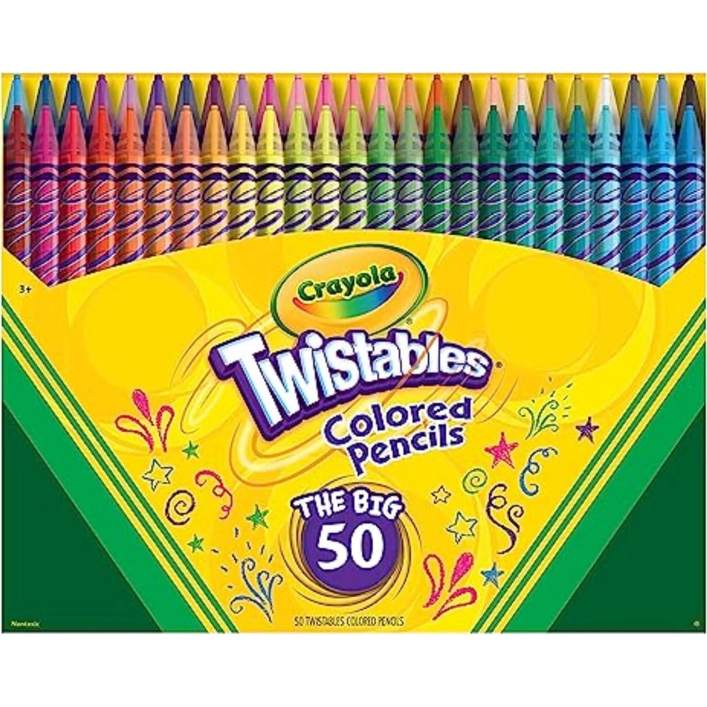 Crayola Twistables Colored Pencil Set 50 Count for Kids Coloring Book Art Craft Activities