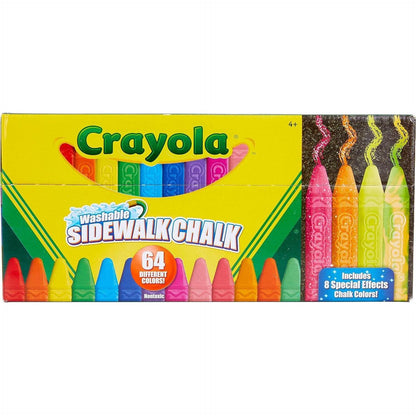 Crayola 64 Count Ultimate Washable Sidewalk Chalk Anti Roll Bulk Outdoor Gift Set