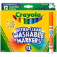 Crayola Ultra Clean Washable Markers 12 Count Non Toxic Broad Line Kids Art Supplies
