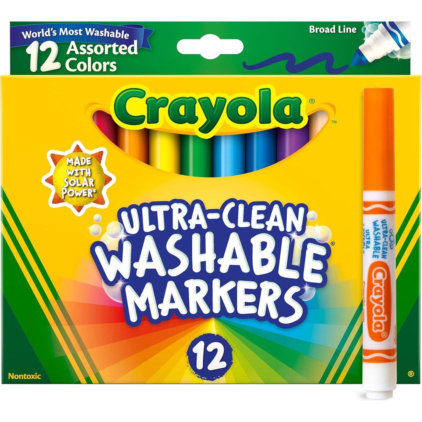 Crayola Ultra Clean Washable Markers 12 Count Non Toxic Broad Line Kids Art Supplies