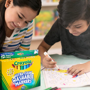 Crayola Ultra Clean Washable Markers 12 Count Non Toxic Broad Line Kids Art Supplies