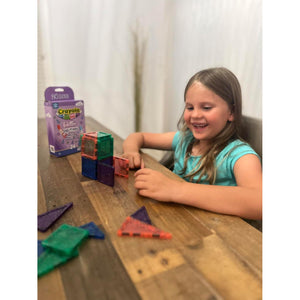 CreateOn Crayola Mini Magnetic Tiles Building Set, STEM Toy, 24-Piece Glitter Set for Kids Ages 3+