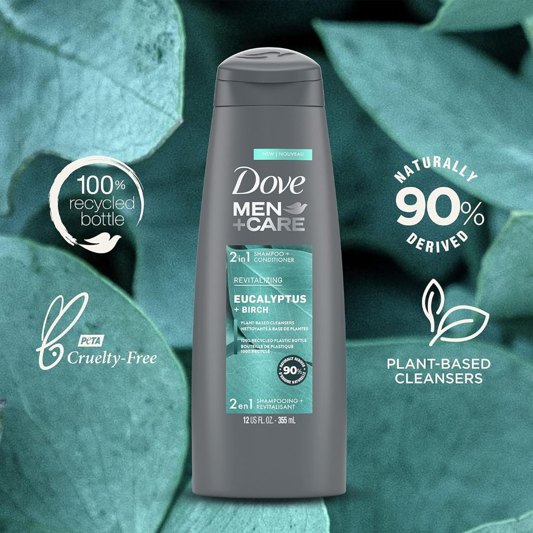 Dove Men +Care Eucalyptus + Birch Revitalizing 2-In-1 Shampoo + Conditioner 355ml,079400475510,