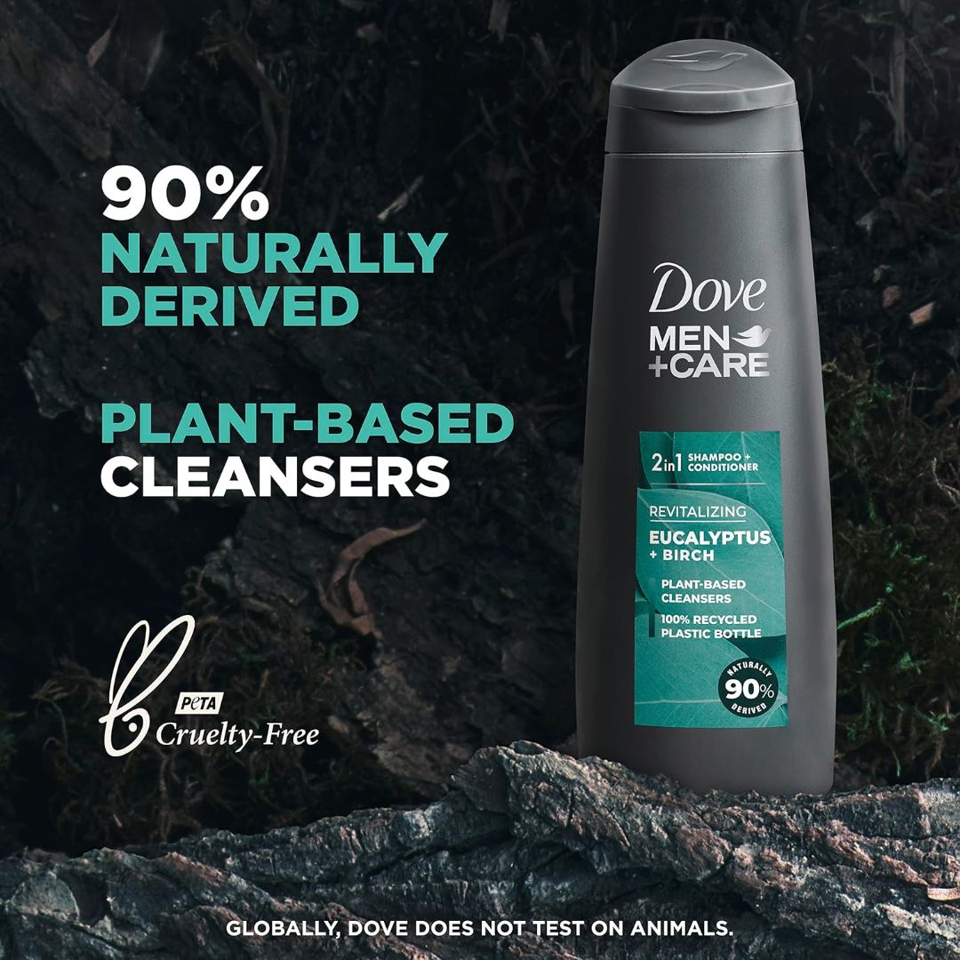 Dove Men +Care Eucalyptus + Birch Revitalizing 2-In-1 Shampoo + Conditioner 355ml,079400475510,