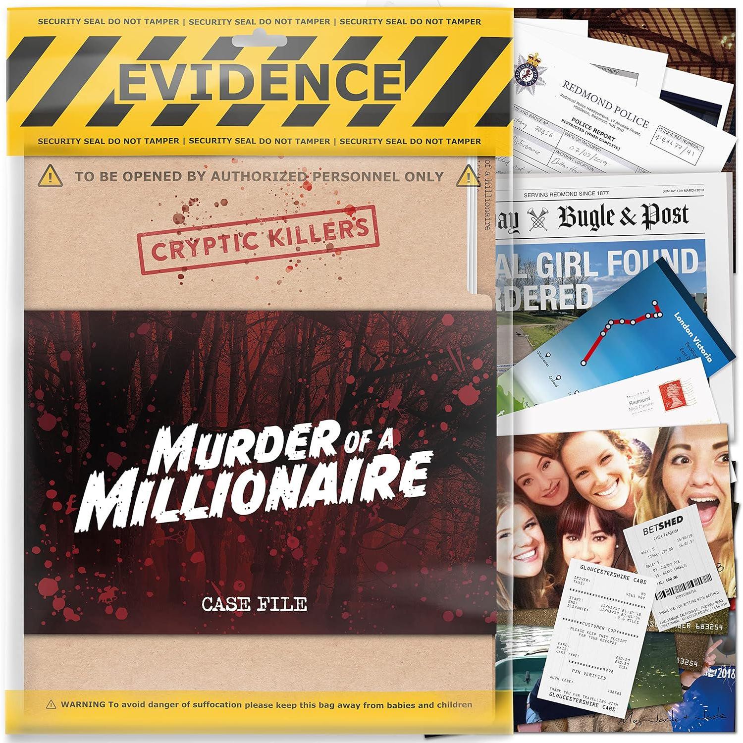 Cryptic Killers Unsolved Murder Mystery Game - Cold Case File Investigation - Detective Clues/Evidence - Solve The Crime - For Individuals, Date Nights And Party Groups - Murder Of A Millionaire,