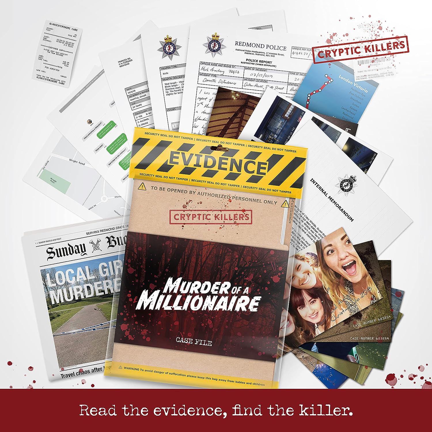 Cryptic Killers Unsolved Murder Mystery Game - Cold Case File Investigation - Detective Clues/Evidence - Solve The Crime - For Individuals, Date Nights And Party Groups - Murder Of A Millionaire,