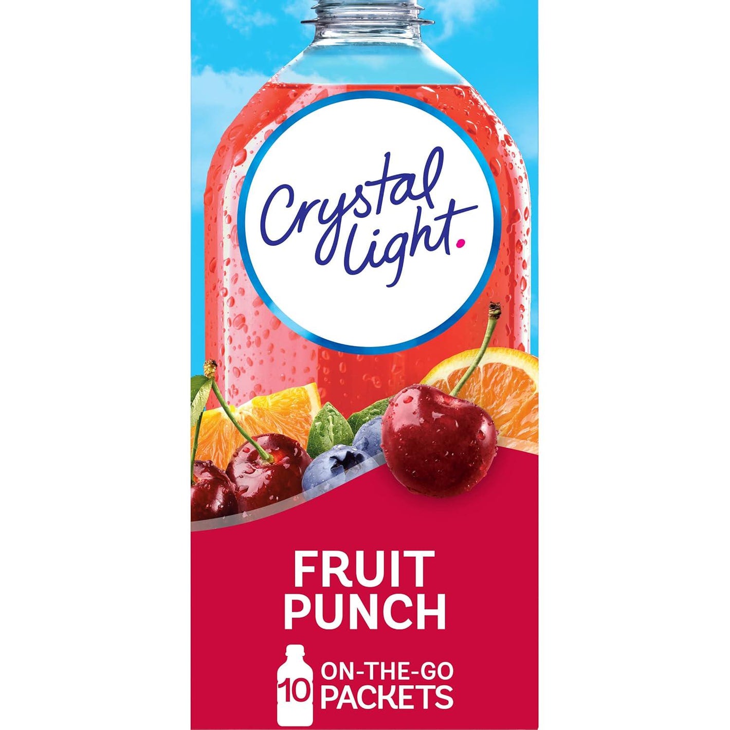 Crystal Light Fruit Punch, Artificially Flavored Powdered Drink Mix, 10 Count, On-the-Go Packets