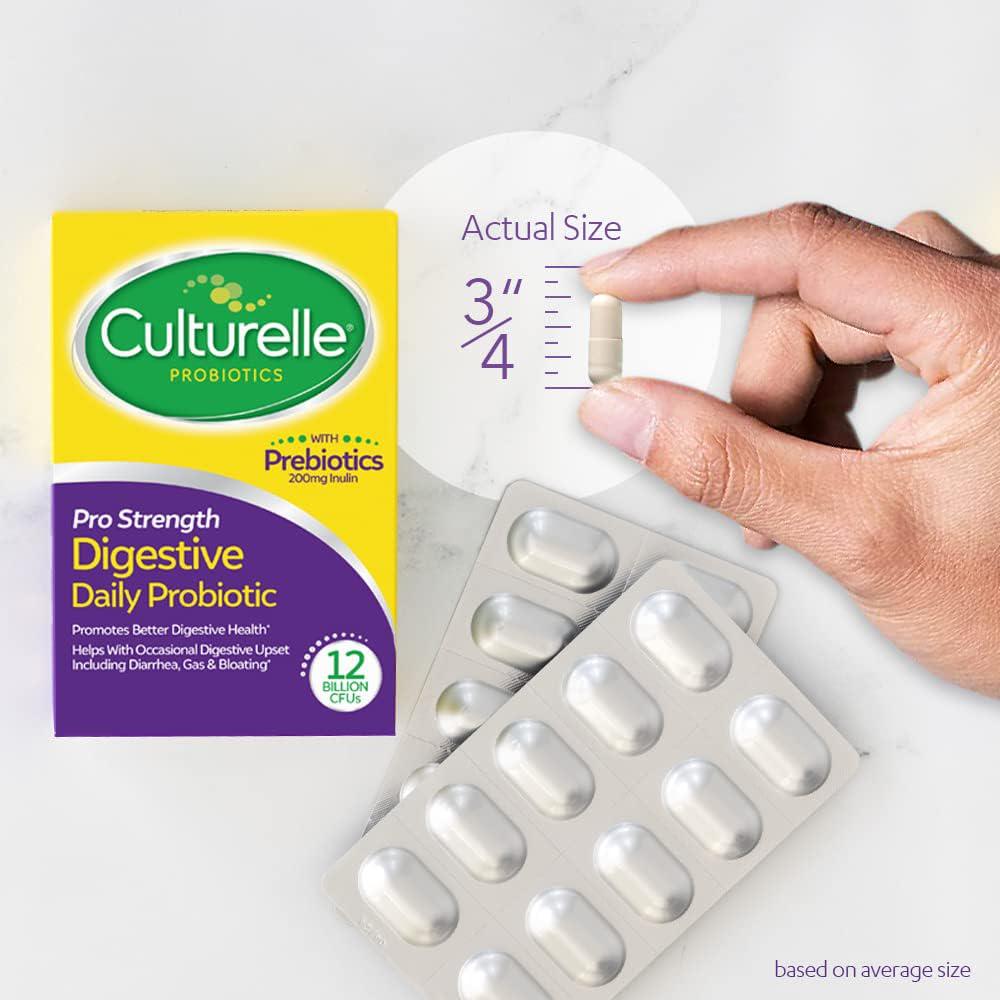 Culturelle Pro Strength Daily Probiotics, 60 Count Digestive Health Support for Men & Women, Occasional Diarrhea, Gas, Bloating Gluten & Soy-Free