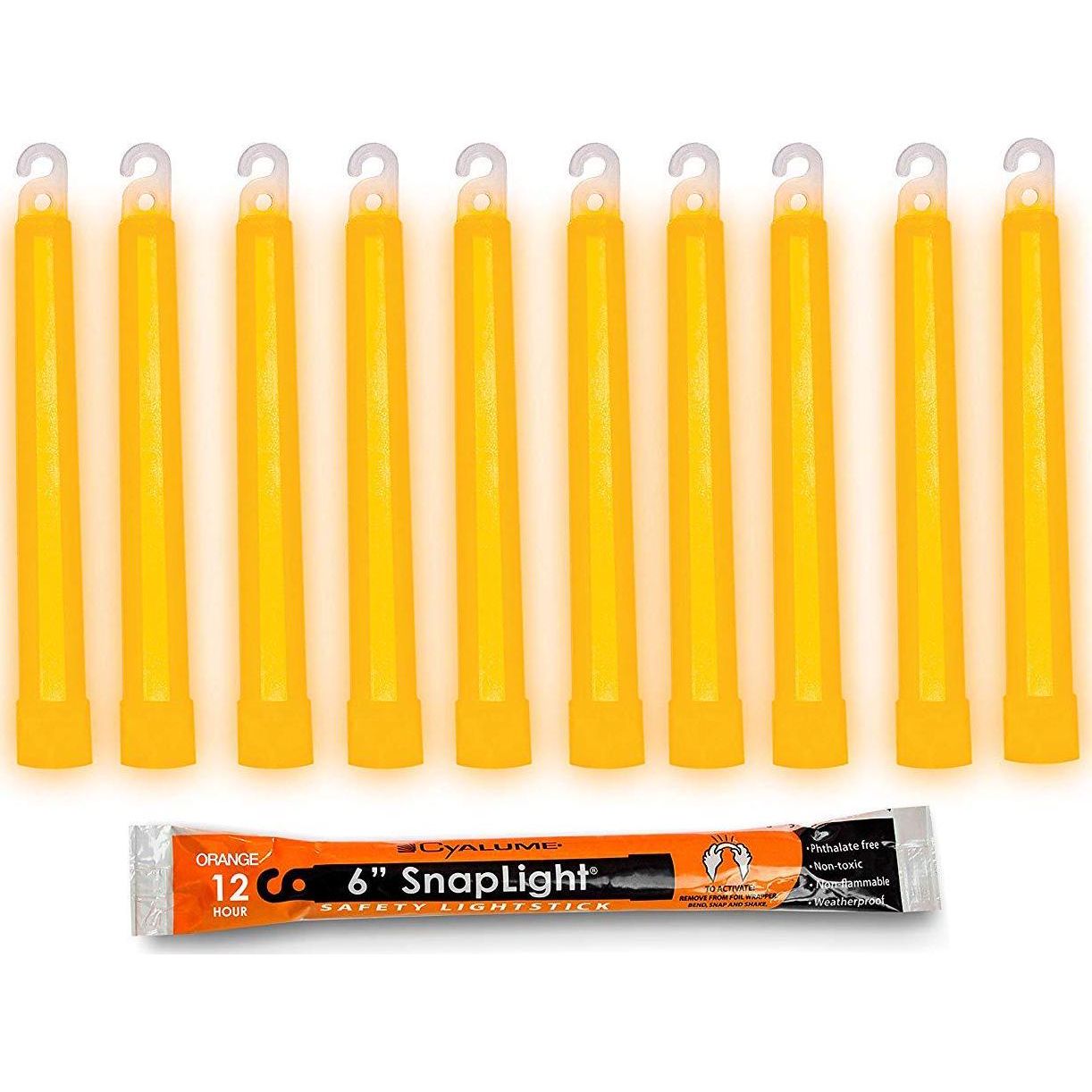 Cyalume-9-08005 SnapLight Orange Glow Sticks 6 Inch Industrial Grade, Ultra Bright Light Sticks With 12 Hour Duration (Pack Of 10),