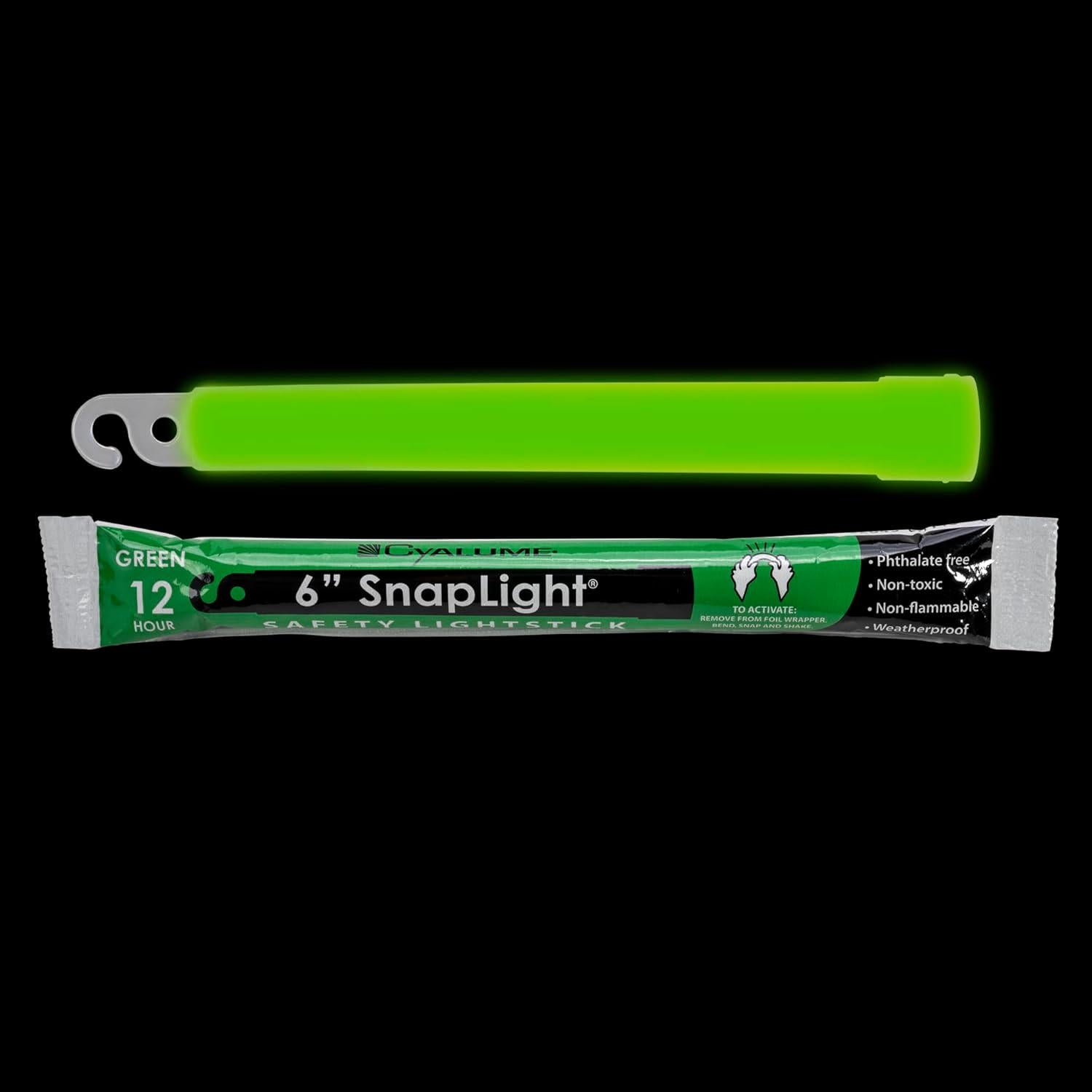 Cyalume Glow Sticks Military Grade Lightstick - Premium Green 6 SnapLight Emergency Chemical Light Stick With 12 Hour Duration , 10 Pack,