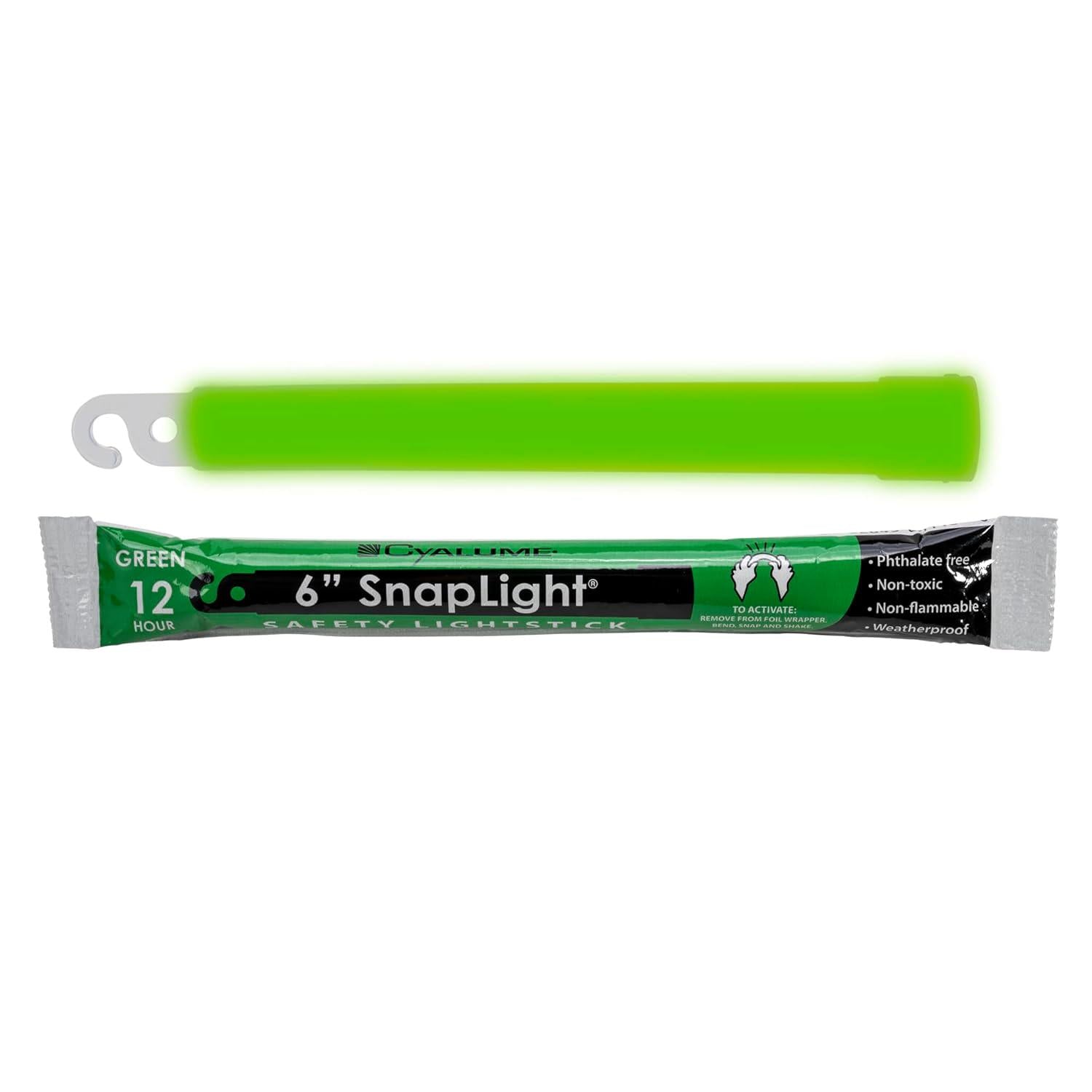 Cyalume Glow Sticks Military Grade Lightstick - Premium Green 6 SnapLight Emergency Chemical Light Stick With 12 Hour Duration , 10 Pack,
