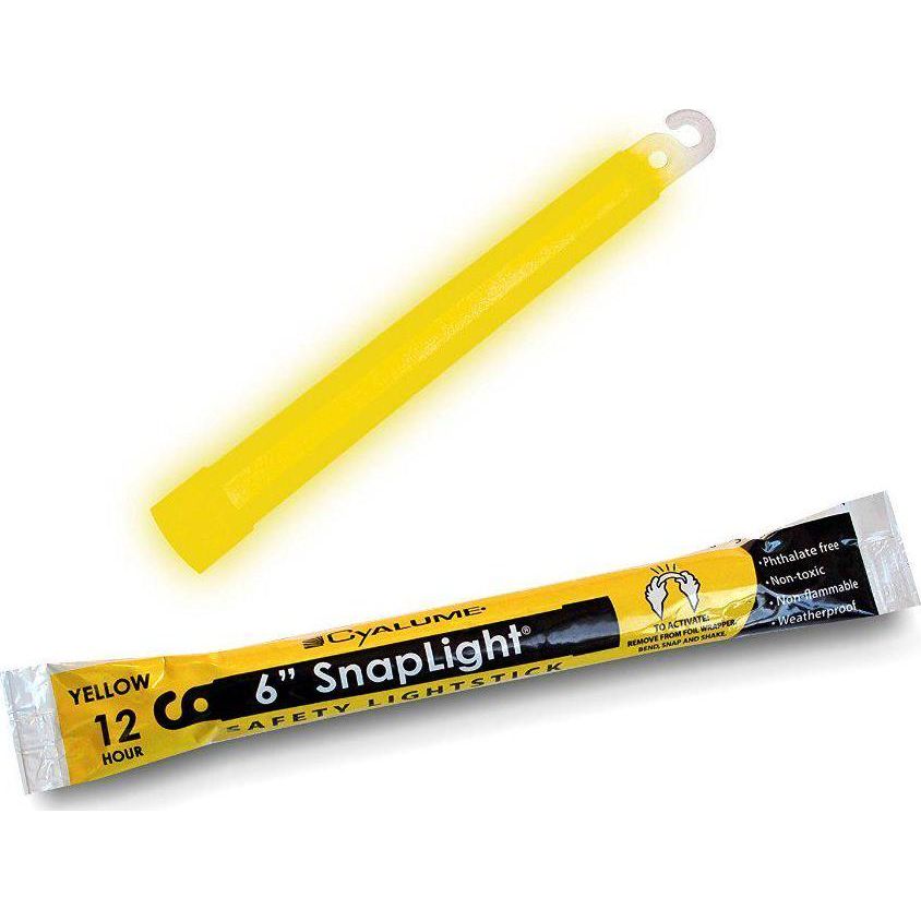 Cyalume Yellow Emergency Glow Sticks - Premium 6 SnapLight Survival Glow Sticks With 8 Hour Duration For Use As Emergency Flares And Hiking Safety Gear (Bulk Pack Of 10 Safety Glow Sticks),