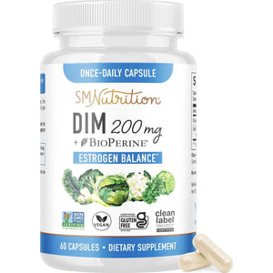 SMNutrition DIM Supplement 200 Mg | Estrogen Balance For Women And Men | Hormonal Acne, Hormone Balance, Menopause And Antioxidant Support | Clean Label Project Certified, Vegan And Soy Free Diindolylmethane | 60 Ct.