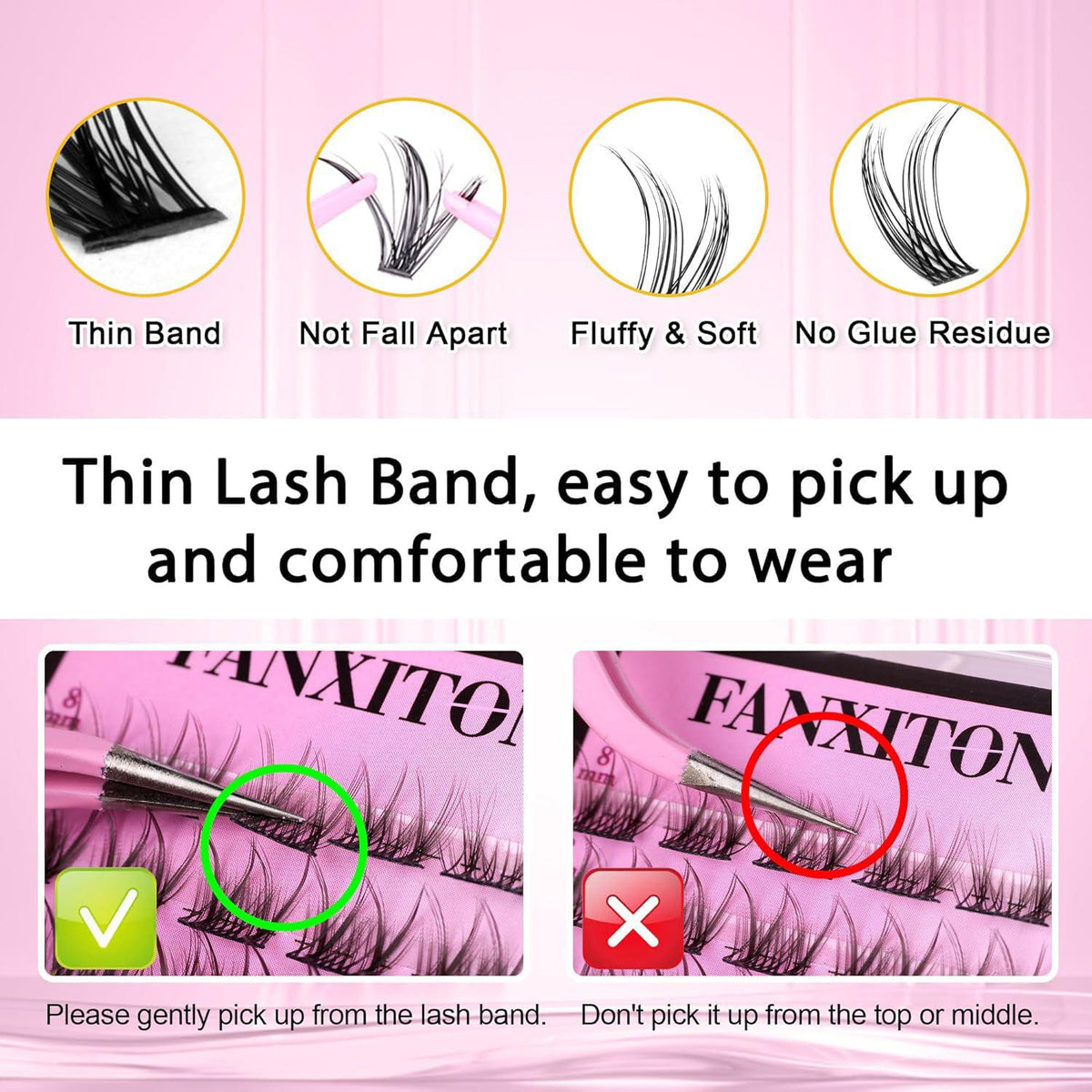 FANXITON DIY Lash Extension Kit Natural Look Wispy Lash Clusters D Curl 154 Pcs Lashes Clusters 8-16 Mm Eyelash Extension Kit Lash Bond And Seal Lash Tweezers Individual Lashes Lash Cluster Kit For Beginners