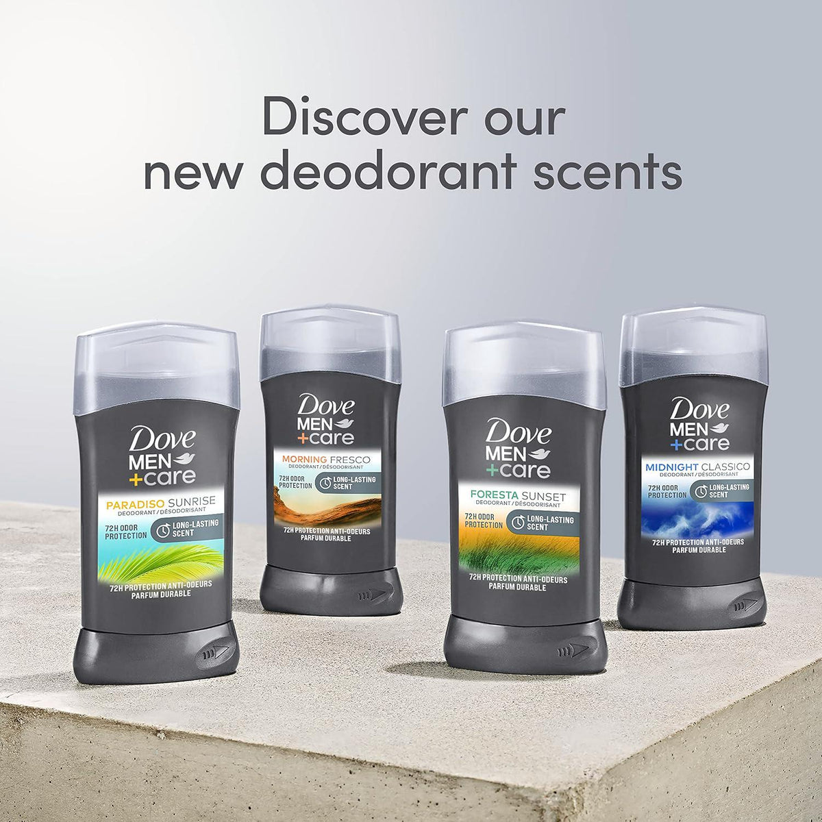 DOVE MEN + CARE Deodorant Stick For Men Midnight Classico 3 Count Aluminum Free 72-Hour Odor Protection Mens Deodorant With Essential Oils And 1/4 Moisturizing Cream 3oz,