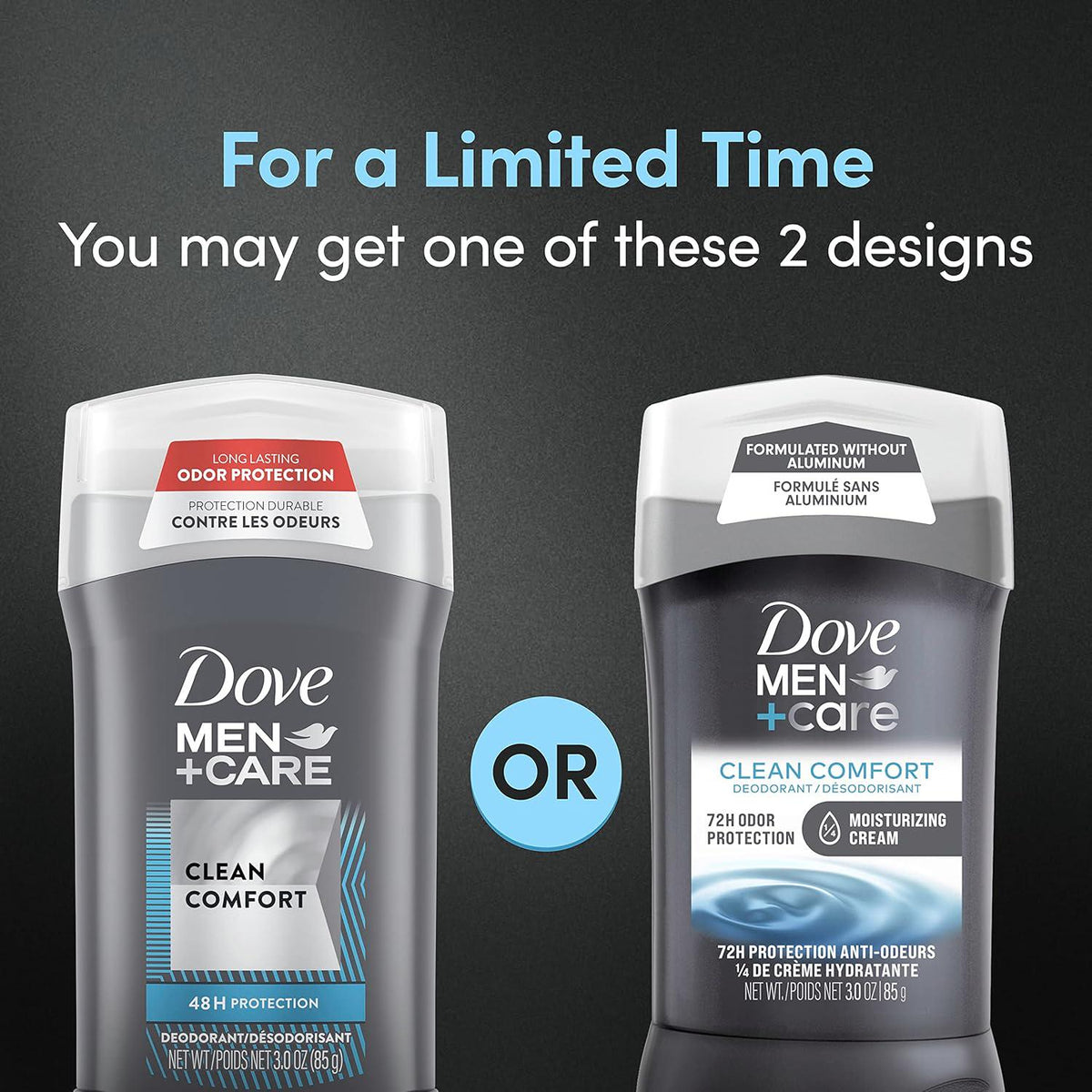 DOVE MEN + CARE Deodorant Stick For Men Clean Comfort Aluminum Free 72-Hour Odor Protection Mens Deodorant With 1/4 Moisturizing Cream 3 Oz,