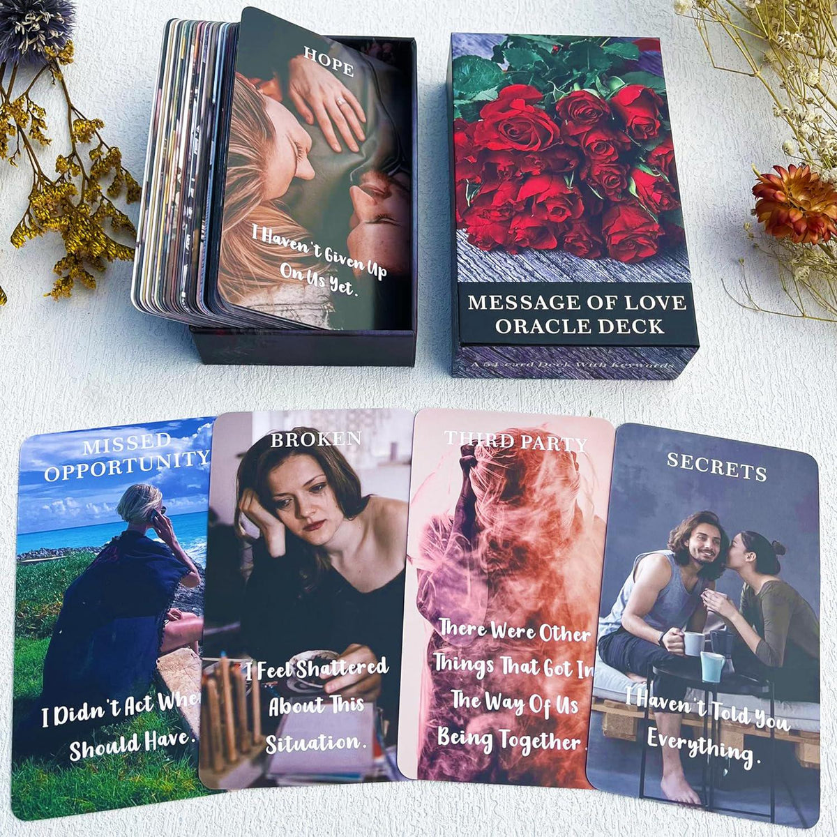 DPEHAKMK Message Of Love Oracle Cards, Oracle Cards For Beginners, Including Love, Romance, Twin Flame, Soulmate Messages,