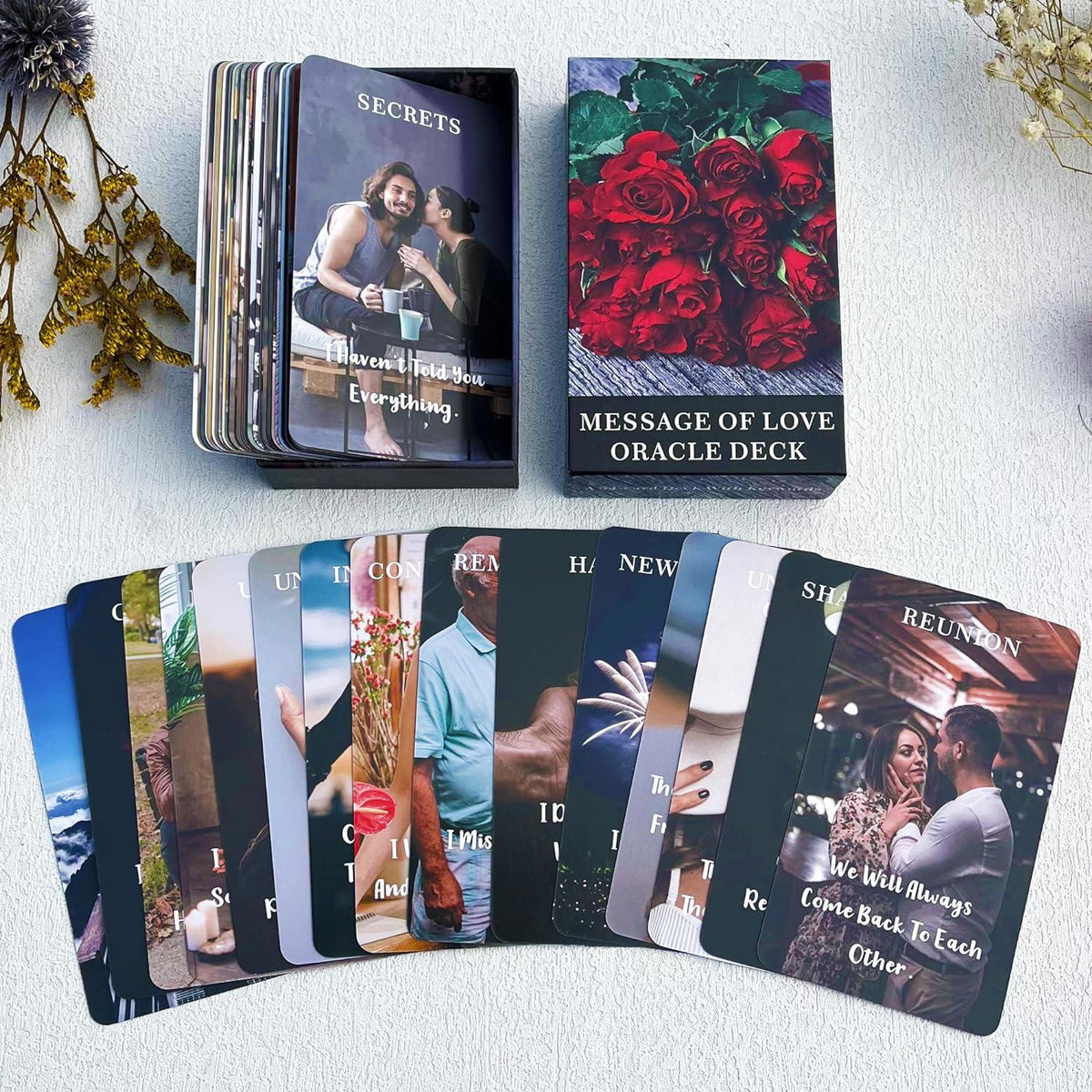 DPEHAKMK Message Of Love Oracle Cards, Oracle Cards For Beginners, Including Love, Romance, Twin Flame, Soulmate Messages,