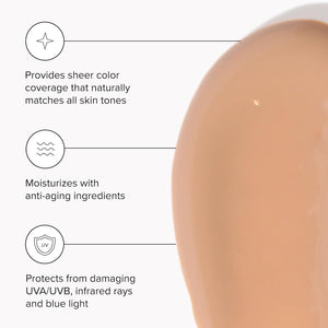 DRMTLGY DRMTLGY Anti-Aging Tinted Moisturizer SPF 46 Sheer Face Sunscreen And Lightweight Makeup With Broad Spectrum UV Protection Hydrating Skin Care And Face Moisturizer FSA HSA Eligible (1.7 Oz)