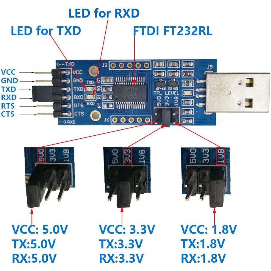 DSD TECH SH-U09C2 USB To TTL Adapter Built-in FTDI FT232RL IC For Debugging And Programming,