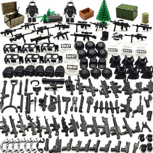 DSPITWOD Army Weapon Pack, 1 Set, Military Building Block Accessories, Guns, SWAT Gear, for Kids Ages 6–12, Compatible Blocks