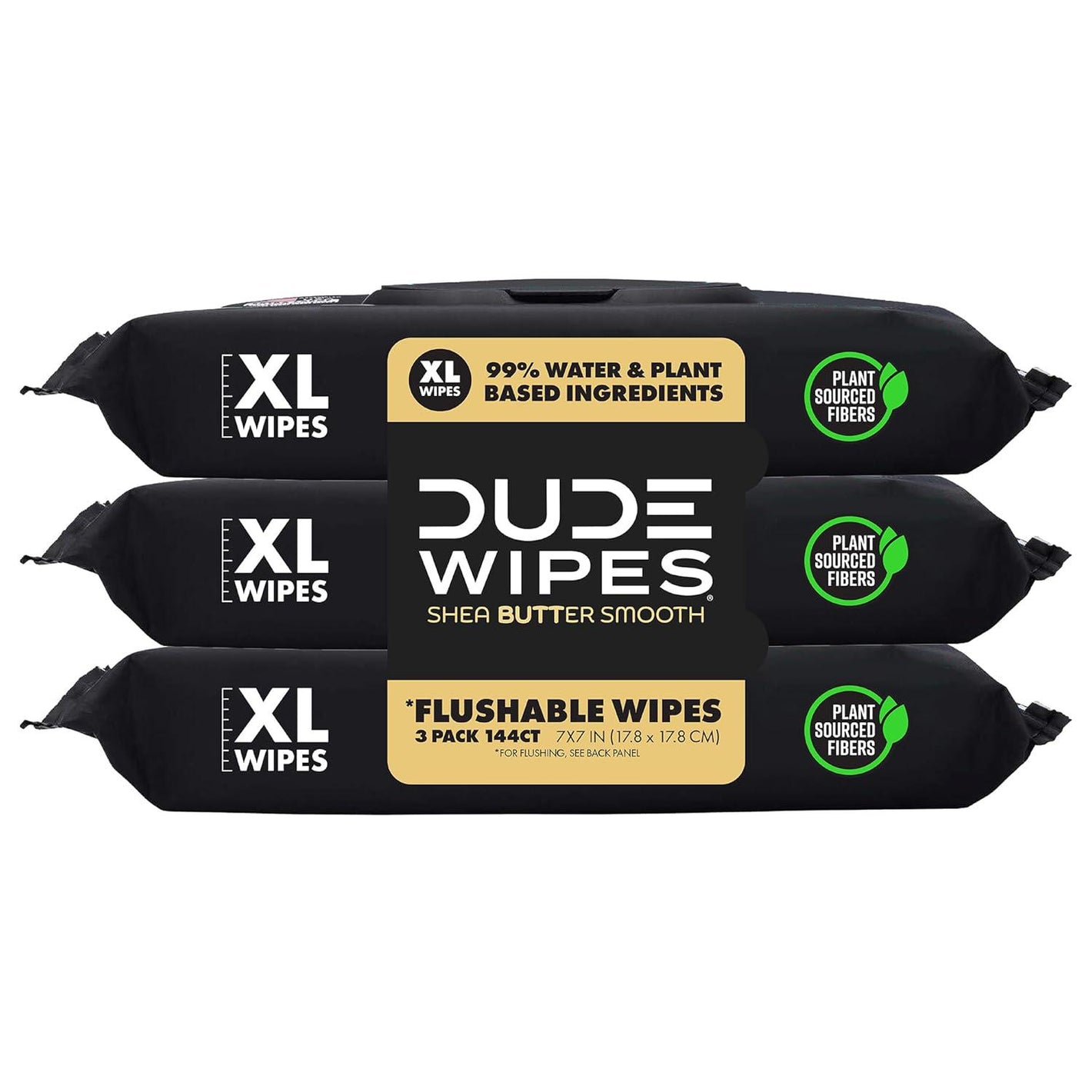 DUDE Wipes DUDE Wipes Flushable Wipes - 3 Pack, 144 Wipes - Shea BUTTer Smooth With Vitamin-E And Aloe - Septic And Sewer Safe