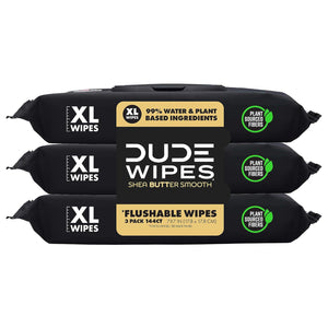 DUDE Wipes DUDE Wipes Flushable Wipes - 3 Pack, 144 Wipes - Shea BUTTer Smooth With Vitamin-E And Aloe - Septic And Sewer Safe