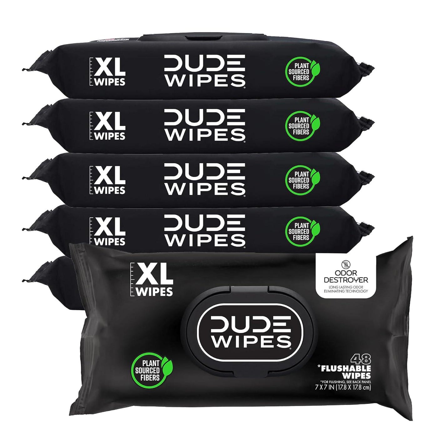 DUDE Wipes DUDE Wipes - Flushable Wipes For Adults - 6 Pack, 288 Wipes - Odor Destroyer XL Adult Wet Wipes - Deodorizing With Clean Scent - Up To 24 Hours Of Odor-Destroying Technology
