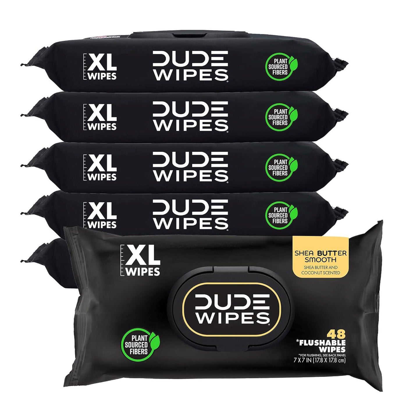 DUDE Wipes DUDE Wipes - Flushable Wipes - 6 Pack, 288 Wipes - Shea BUTTer Smooth Extra-Large Adult Wet Wipes - Vitamin-E And Aloe - Septic And Sewer Safe