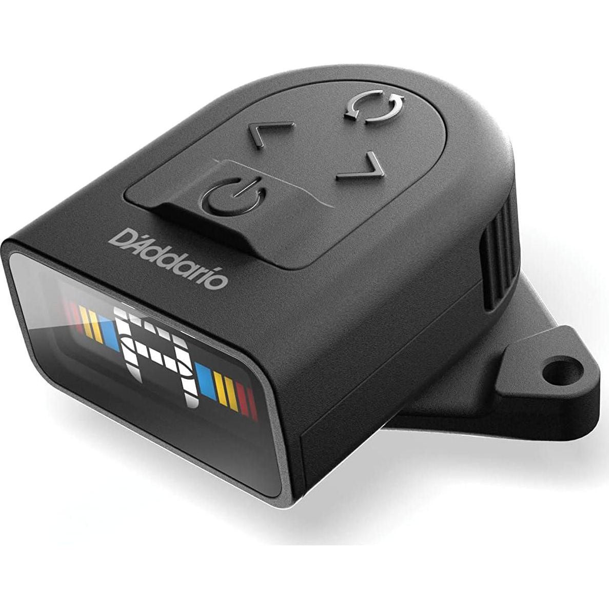 D'Addario Accessories Guitar Tuner - Micro Headstock Tuner - Tuner For Acoustic Guitar, Electric Guitar, Bass Guitar, Mandolin, Banjo, Ukelele - Compact And Discrete - Clip Free - 1 Pack,Black,