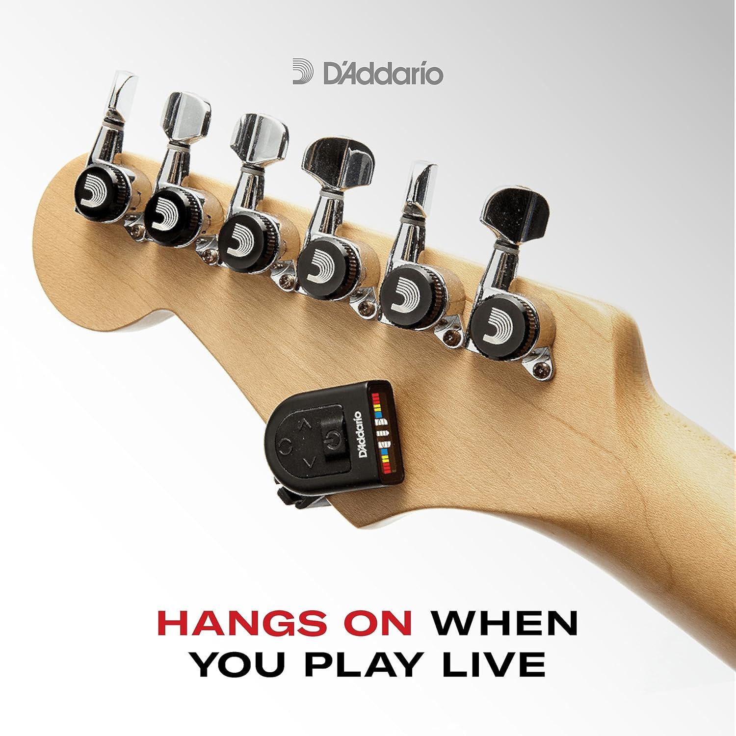 D'Addario Accessories Guitar Tuner - Micro Headstock Tuner - Tuner For Acoustic Guitar, Electric Guitar, Bass Guitar, Mandolin, Banjo, Ukelele - Compact And Discrete - Clip On - 1 Pack,