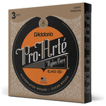 D'Addario Guitar Strings - Pro-Arte Classical Guitar Strings - EJ43-3D - Nylon Guitar Strings - Silver Plated Wound, Nylon Core - Light Tension, 3-Pack,