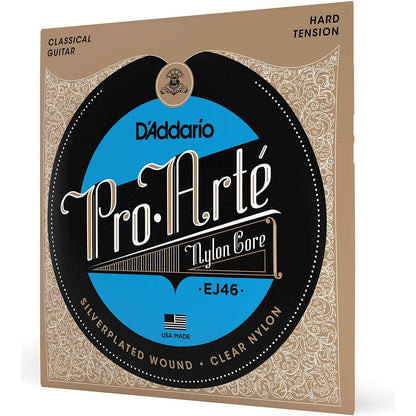 D'Addario Guitar Strings - Pro-Arte Classical Guitar Strings - EJ46 - Nylon Guitar Strings - Silver Plated Wound, Nylon Core - Hard Tension, 1-Pack,